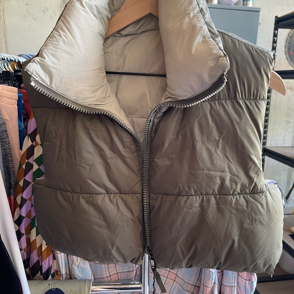 Zara Khaki Puffer Vest
